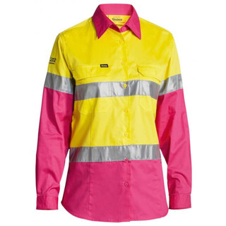 WORKWEAR, SAFETY & CORPORATE CLOTHING SPECIALISTS WOMENS 3M TAPED COOL LIGHTWEIGHT HI VIS SHIRT - NBCF EMBROIDERY - LONG SLEEVE