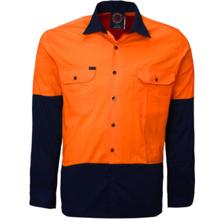 WORKWEAR, SAFETY & CORPORATE CLOTHING SPECIALISTS Open Front 2 Tone L/S Shirt