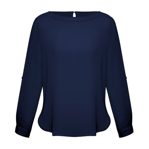 WORKWEAR, SAFETY & CORPORATE CLOTHING SPECIALISTS Ladies Madison Boatneck Blouse-Midnight Blue-10