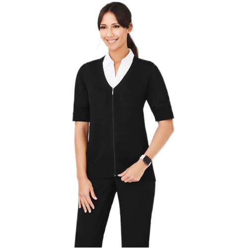 WORKWEAR, SAFETY & CORPORATE CLOTHING SPECIALISTS - Womens Zip Front S/S Cardigan