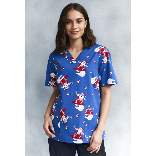 WORKWEAR, SAFETY & CORPORATE CLOTHING SPECIALISTS - Womens Christmas S/S V-Neck Scrub Top