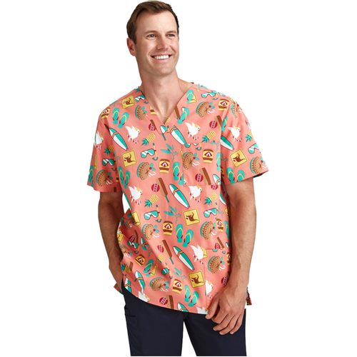 WORKWEAR, SAFETY & CORPORATE CLOTHING SPECIALISTS MENS CHRISTMAS S/S V-NECK SCRUB TOP