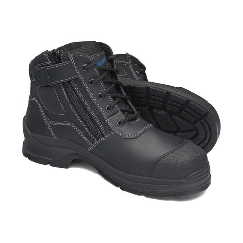 WORKWEAR, SAFETY & CORPORATE CLOTHING SPECIALISTS - Black leather zip side ankle safety hiker.