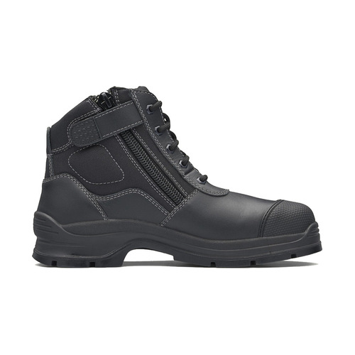 WORKWEAR, SAFETY & CORPORATE CLOTHING SPECIALISTS Black leather zip side ankle safety hiker.