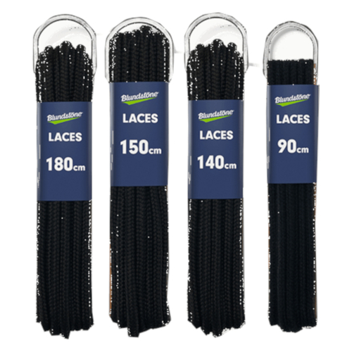 WORKWEAR, SAFETY & CORPORATE CLOTHING SPECIALISTS Laces - round, black, polyester. 180cm length for sizes 8 - 13