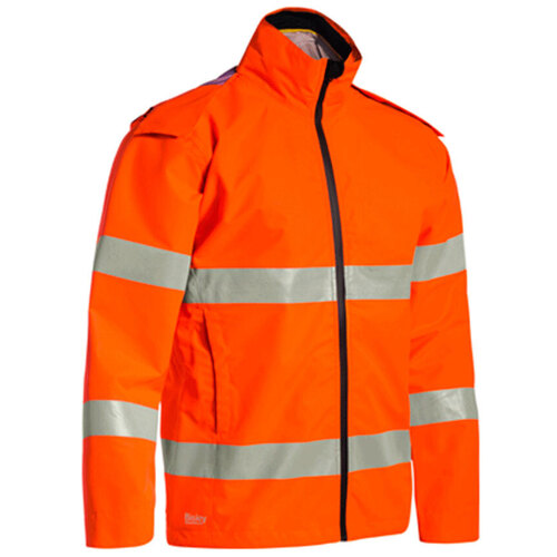 WORKWEAR, SAFETY & CORPORATE CLOTHING SPECIALISTS - TAPED HI VIS LIGHTWEIGHT RIPSTOP MINI RIPSTOP RAIN JACKET WITH CONCEALED HOOD (WATERPROOF)
