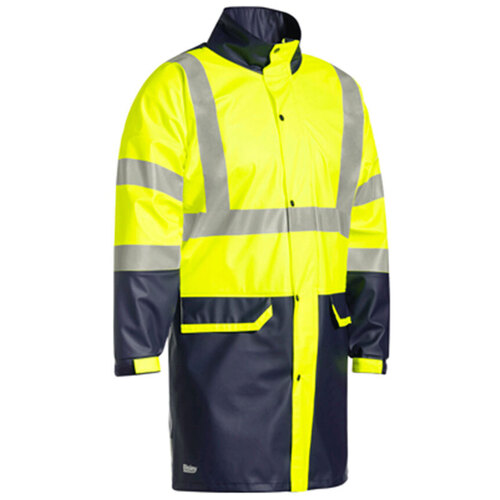 WORKWEAR, SAFETY & CORPORATE CLOTHING SPECIALISTS - TAPED HI VIS STRETCH PU RAIN COAT