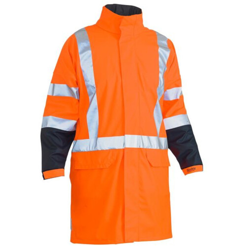 WORKWEAR, SAFETY & CORPORATE CLOTHING SPECIALISTS - X TAPED HI VIS TTMC STRETCH PU RAIN COAT