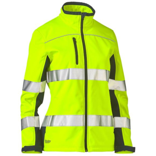 WORKWEAR, SAFETY & CORPORATE CLOTHING SPECIALISTS - WOMENS TAPED TWO TONE HI VIS SOFT SHELL JACKET