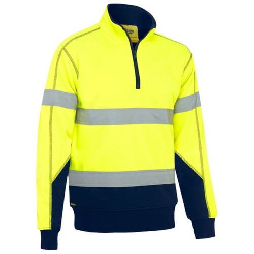 WORKWEAR, SAFETY & CORPORATE CLOTHING SPECIALISTS - TAPED HI VIS 1/4 ZIP FLEECE PULLOVER WITH SHERPA LINING