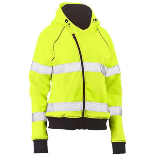 WORKWEAR, SAFETY & CORPORATE CLOTHING SPECIALISTS - WOMENS TAPED HI VIS FLEECE HOODIE