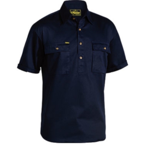 WORKWEAR, SAFETY & CORPORATE CLOTHING SPECIALISTS - CLOSED FRONT COTTON DRILL SHIRT - SHORT SLEEVE