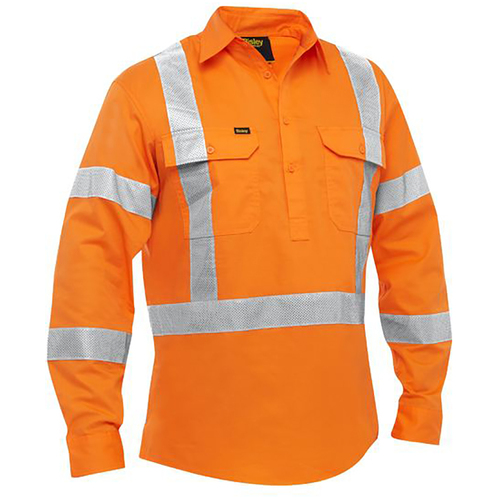 WORKWEAR, SAFETY & CORPORATE CLOTHING SPECIALISTS - X Taped Closed Front Hi Vis Cool Lightweight Drill Shirt