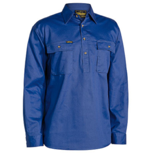 WORKWEAR, SAFETY & CORPORATE CLOTHING SPECIALISTS - CLOSED FRONT COTTON DRILL SHIRT - LONG SLEEVE