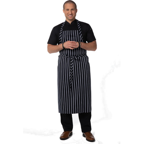 WORKWEAR, SAFETY & CORPORATE CLOTHING SPECIALISTS Navy Chalk Stripe Large Adjustable Bib Apron No Pockets