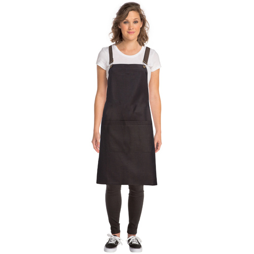WORKWEAR, SAFETY & CORPORATE CLOTHING SPECIALISTS Boulder Cross Back Bib Apron Black / Brown