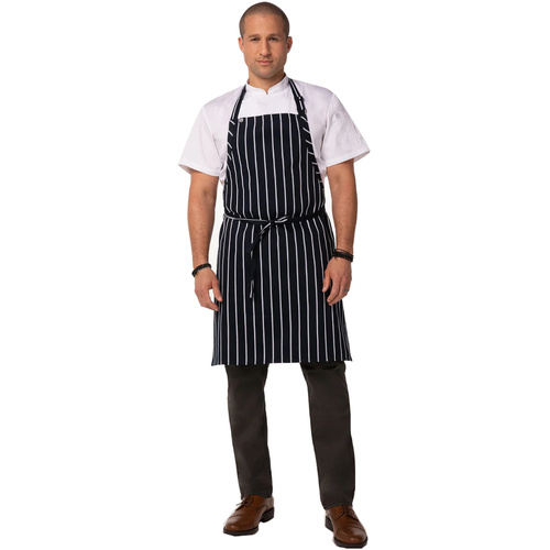 WORKWEAR, SAFETY & CORPORATE CLOTHING SPECIALISTS Navy / White Pin Striped Bib Apron No Pocket