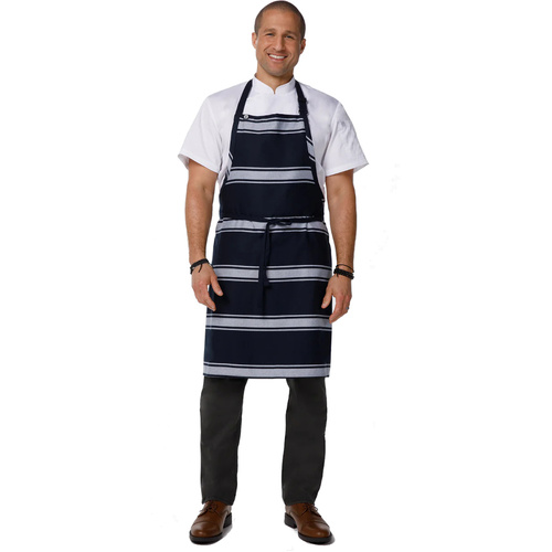 WORKWEAR, SAFETY & CORPORATE CLOTHING SPECIALISTS Navy Butcher Stripe Bib Apron