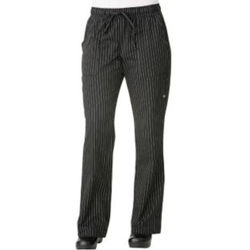 WORKWEAR, SAFETY & CORPORATE CLOTHING SPECIALISTS Women's Black Pinstripe Chef Pants