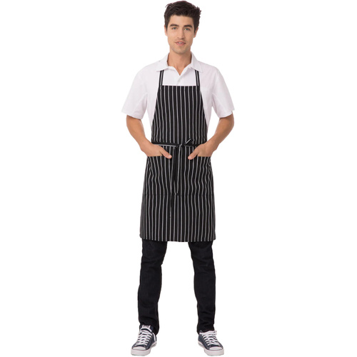 WORKWEAR, SAFETY & CORPORATE CLOTHING SPECIALISTS Black Chalkstripe Designer Bib Apron