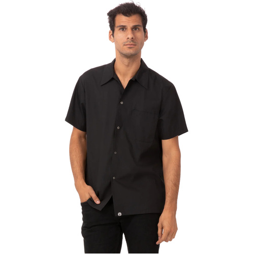 WORKWEAR, SAFETY & CORPORATE CLOTHING SPECIALISTS Black Utility Cook Shirt w/ Snaps
