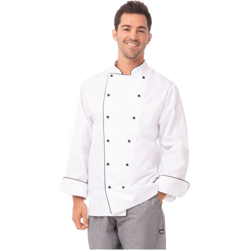 WORKWEAR, SAFETY & CORPORATE CLOTHING SPECIALISTS Newport Executive Chef Jacket w/ Black Piping