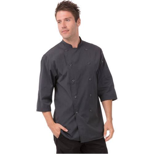 WORKWEAR, SAFETY & CORPORATE CLOTHING SPECIALISTS Deep Grey 3/4 Sleeve Chef Shirt