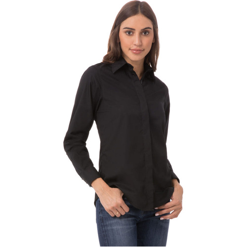 WORKWEAR, SAFETY & CORPORATE CLOTHING SPECIALISTS Women's Black Dress Shirt - Replaces W100-BLK