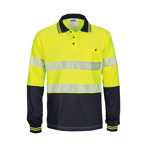 WORKWEAR, SAFETY & CORPORATE CLOTHING SPECIALISTS HiVis Segment Taped Micromesh Polo-Long Sleeve