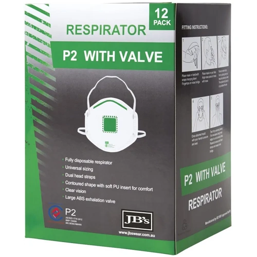 WORKWEAR, SAFETY & CORPORATE CLOTHING SPECIALISTS JB's P2 RESPIRATOR WITH VALVE (12PC)