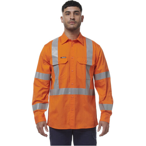 WORKWEAR, SAFETY & CORPORATE CLOTHING SPECIALISTS - WORKCOOL - MENS LONG SLEEVE NSW RAIL SHIRT