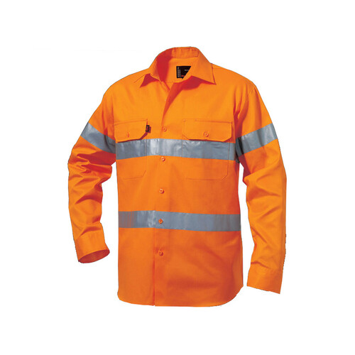 WORKWEAR, SAFETY & CORPORATE CLOTHING SPECIALISTS - DISCONTINUED - Originals - Hi-Vis Reflective Drill Shirt L/S - 'Hoop' Pattern