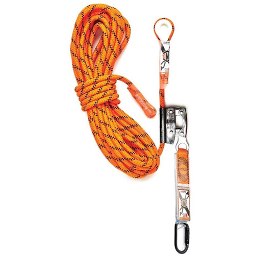 WORKWEAR, SAFETY & CORPORATE CLOTHING SPECIALISTS - ROPE KERNMANTLE 15M C/W ROPE GRAB & PERM ATTACH SHOCKY WITH SCREWGATE  KARA