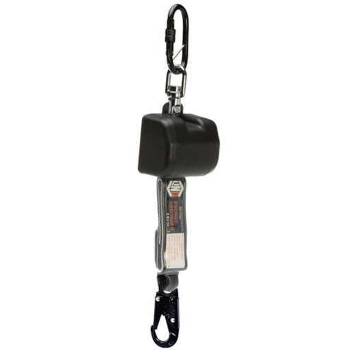 WORKWEAR, SAFETY & CORPORATE CLOTHING SPECIALISTS - LINQ Self Retracting 2.5M Webbing Lanyard with Hardware KS & SN