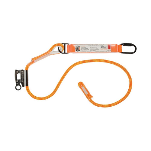 WORKWEAR, SAFETY & CORPORATE CLOTHING SPECIALISTS - LINQ Single Leg 2M Shock Absorb Adjustable Rope Lanyard with Hardware KD & RG