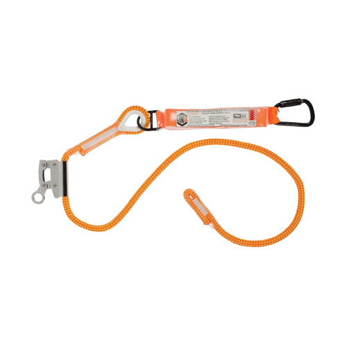 WORKWEAR, SAFETY & CORPORATE CLOTHING SPECIALISTS 2M SHOCK ABSORB ADJ. ROPE LAN 1 x TRIPLE ACTION KARABINER, 1 x ROPE GRAB