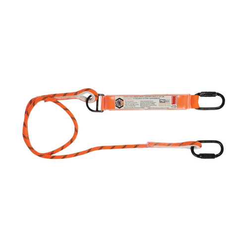 WORKWEAR, SAFETY & CORPORATE CLOTHING SPECIALISTS - LINQ Single Leg Kernmantle 2M Shock Absorb Rope Lanyard with Hardware KD X2