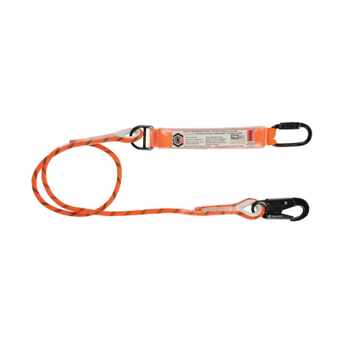 WORKWEAR, SAFETY & CORPORATE CLOTHING SPECIALISTS - LINQ Single Leg Kernmantle 2M Shock Absorb Rope Lanyard with Hardware KD & SN