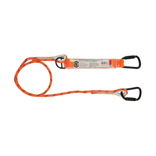 WORKWEAR, SAFETY & CORPORATE CLOTHING SPECIALISTS - LINQ Single Leg Kernmantle 2M Shock Absorb Rope Lanyard with Hardware KT X2