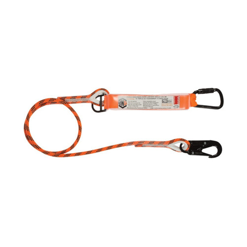 WORKWEAR, SAFETY & CORPORATE CLOTHING SPECIALISTS - LINQ Single Leg Kernmantle 2M Shock Absorb Rope Lanyard with Hardware KT & SN