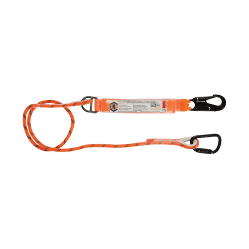 WORKWEAR, SAFETY & CORPORATE CLOTHING SPECIALISTS - LINQ Single Leg Kernmantle 2M Shock Absorb Rope Lanyard with Hardware SN & KT