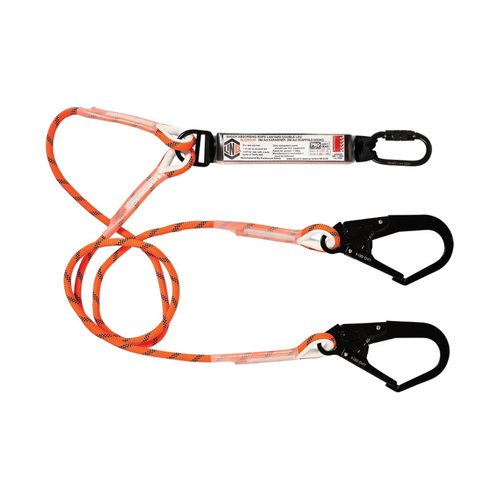 WORKWEAR, SAFETY & CORPORATE CLOTHING SPECIALISTS LINQ Double Leg Kernmantle 2M Shock Absorb Rope Lanyard with Hardware KD & SD X2