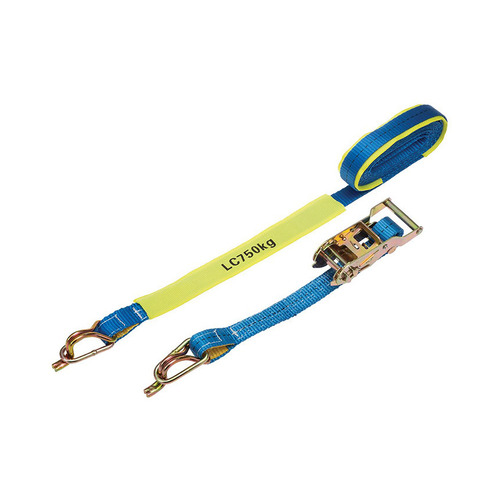 WORKWEAR, SAFETY & CORPORATE CLOTHING SPECIALISTS - RATCHET TIE DOWN 25MMx5M 0.75T CAPTIVE J-HOOK