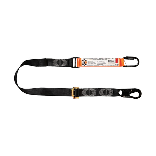 WORKWEAR, SAFETY & CORPORATE CLOTHING SPECIALISTS LINQ Elite Single Leg Shock Absorbing 2M Adjustable Lanyard with Hardware KD & SN