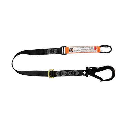 WORKWEAR, SAFETY & CORPORATE CLOTHING SPECIALISTS LINQ Elite Single Leg Shock Absorbing 2M Adjustable Lanyard with Hardware KD & ST