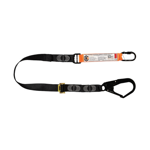 WORKWEAR, SAFETY & CORPORATE CLOTHING SPECIALISTS - LINQ Elite Single Leg Shock Absorbing 2M Adjustable Lanyard with Hardware KS & SD