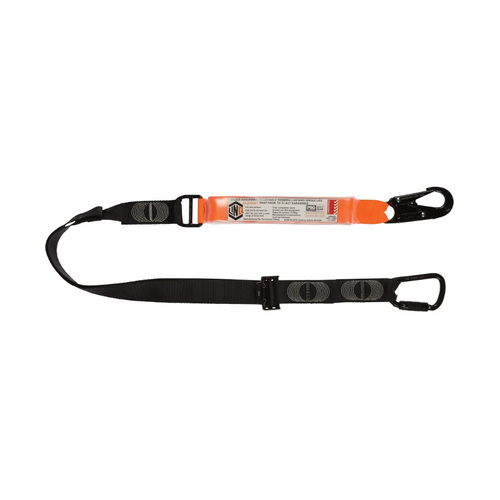 WORKWEAR, SAFETY & CORPORATE CLOTHING SPECIALISTS LINQ Elite Single Leg Shock Absorbing 2M Adjustable Lanyard with Hardware SN & KT