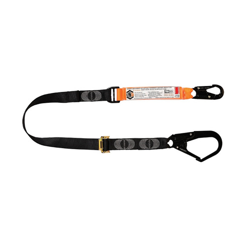 WORKWEAR, SAFETY & CORPORATE CLOTHING SPECIALISTS - LINQ Elite Single Leg Shock Absorbing 2M Adjustable Lanyard with Hardware SN & SD