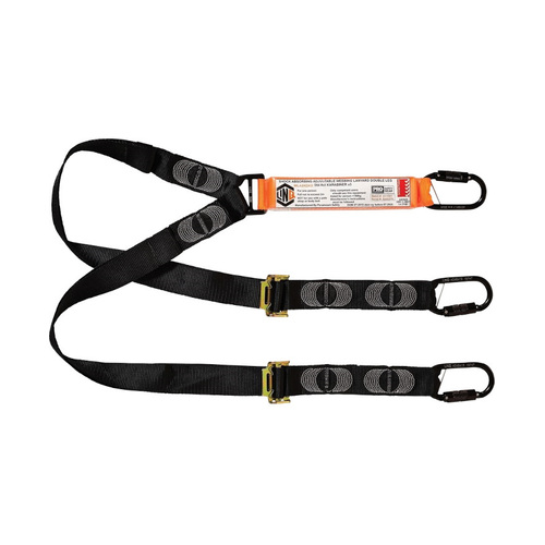 WORKWEAR, SAFETY & CORPORATE CLOTHING SPECIALISTS LINQ Elite Double Leg Shock Absorbing 2M Adjustable Lanyard  with Hardware KD X3