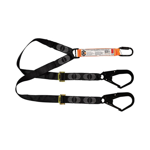 WORKWEAR, SAFETY & CORPORATE CLOTHING SPECIALISTS - LINQ Elite Double Leg Shock Absorbing 2M Adjustable Lanyard  with Hardware KD & SD X2